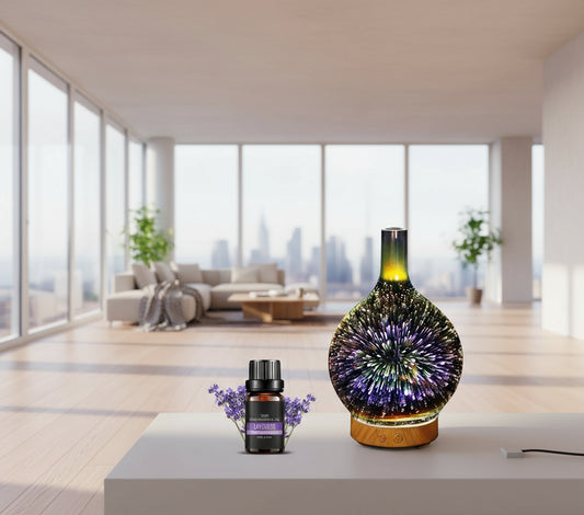 3D Glass Aroma Diffuser Humidifier with Colorful Lights